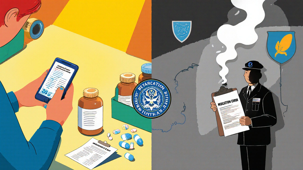 Person documenting wrong medication and reporting it to a safety agency.