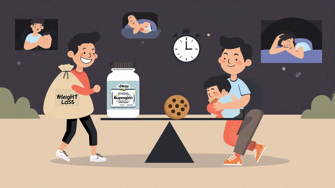 Scale balancing weight loss and weight gain with bupropion tipping the scale toward weight loss