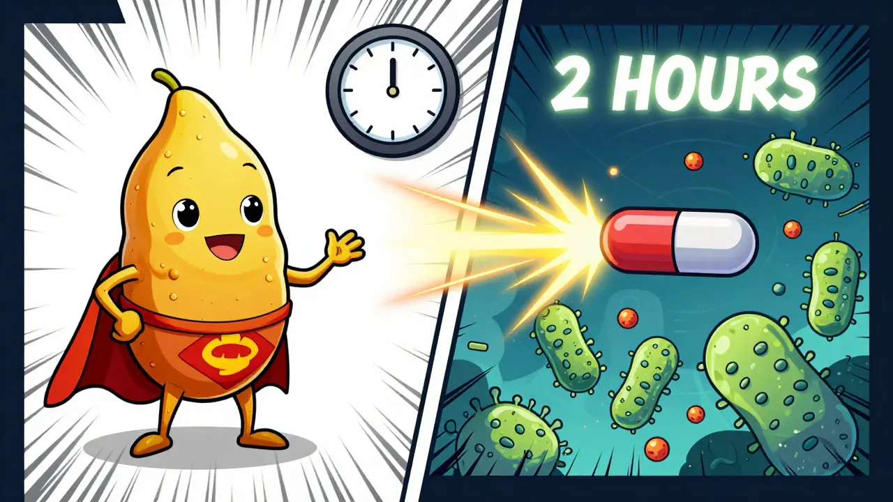 Yeast probiotic unharmed beside antibiotic pill, while bacterial probiotics are zapped.